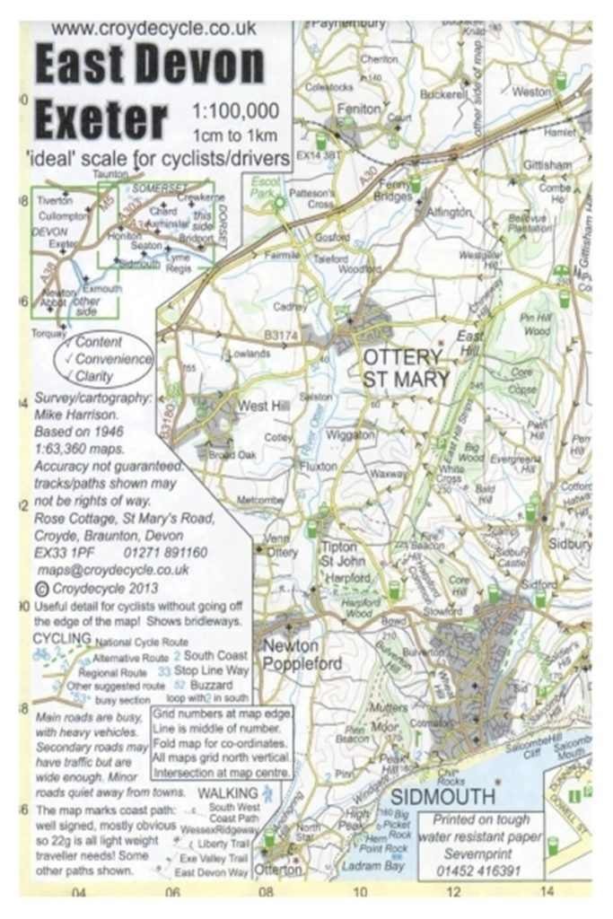 East Devon, Exeter Area Cyclists and Drivers Map – Topsham Museum Shop